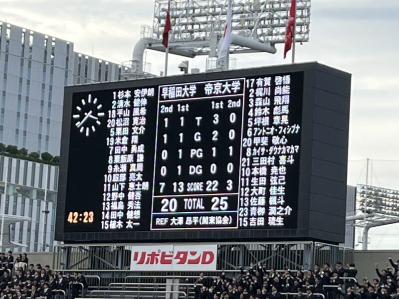 大学ラグビー　早稲田大学vs帝京大学